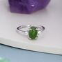 Genuine Oval Jade Stone Halo Ring In Sterling Silver, thumbnail 1 of 11