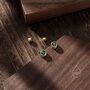 Emerald Green Bezel Cz Screw Back Earrings, thumbnail 5 of 12