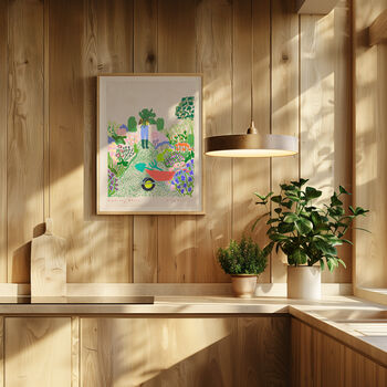 Gardener Art Print Flowers Gardening Scene Poster, 9 of 9