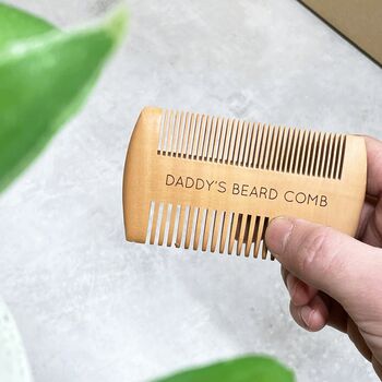 Personalised Wooden Beard Comb For Dad, 2 of 5