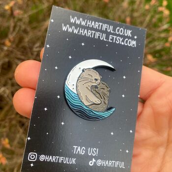 Otters Hugging Enamel Pin, 2 of 4