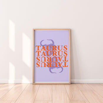 Taurus Zodiac Typography Print, 4 of 6