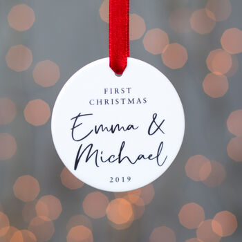 First Christmas Couple Names Personalised Decoration, 2 of 3