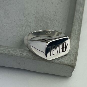 Lgbtq Jewellery They Them Pronoun Ring Sterling Silver, 4 of 9