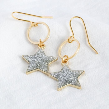 Sparkle Star Circle Drop Earrings, 4 of 10