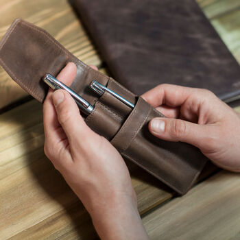 Pen Pencil Set With Engraved Vintage Leather Case, 2 of 3