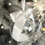 Round Glass Engagement Christmas Snow Filled Tree Bauble Decoration, thumbnail 3 of 6