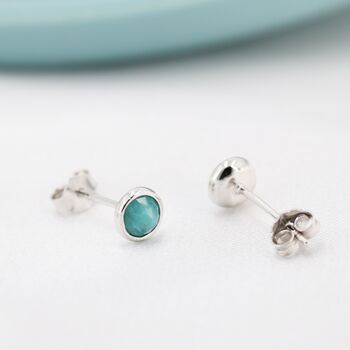 Sterling Silver Rose Cut Amazonite Stud Earrings, 3 of 12