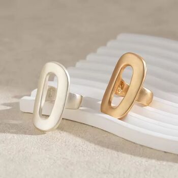 Oval Cut Adjustable Ring Open Statement Band, 3 of 4