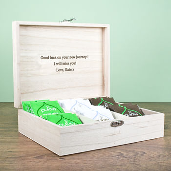 Personalised Wooden Tea Box Filled With Tea, 5 of 5
