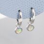 Sterling Silver Dangling Opal Hoop Earrings, thumbnail 1 of 12