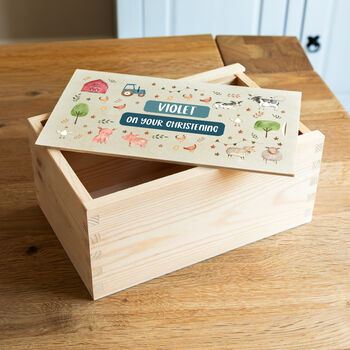 Personalised Farm Animals Keepsake Box With Sliding Lid, 5 of 5