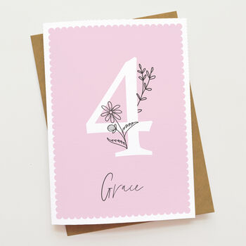 Floral Fourth Birthday Card, 4 of 7