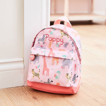 Personalised Pink Safari Print Mini Backpack, 2 of 7