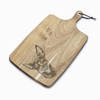 Personalised Miniature Pinscher Engraved Acacia Serving Board, 2 of 2