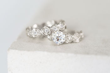White Gold Floral Diamond Engagement Ring, 2 of 2