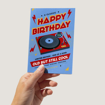 Old But Still Cool Retro Happy Birthday Blue Card, 3 of 4