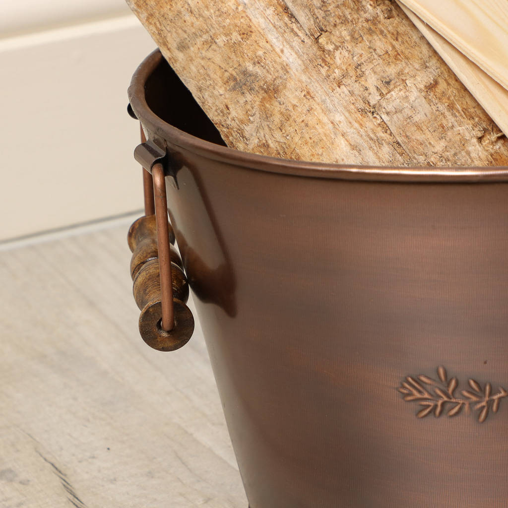 embossed copper log bucket by dibor