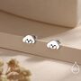 Poodle Puppy Stud Earrings In Sterling Silver, thumbnail 9 of 11