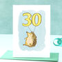 Hedgehog 30th Birthday Card, thumbnail 1 of 8