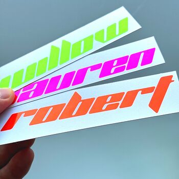 Fluorescent Racing Name Decal Personalised Vinyl, 6 of 8