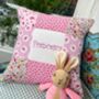Sugar Plum Patchwork Name Cushion, thumbnail 1 of 8
