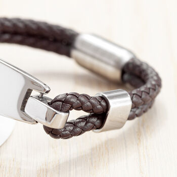 Personalised Men's Leather ID Bracelet, 7 of 10