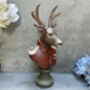 26cm Red Gentleman Stag Bust – Mini Deer Suit Figurine, thumbnail 1 of 12