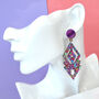 Art Deco Pink Rainbow Festival Acrylic Earrings, thumbnail 2 of 2