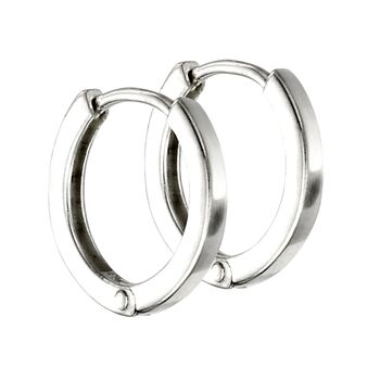 Flat Sterling Silver Huggie Hoop Earrings, 4 of 8