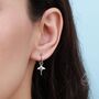 Mismatched Manta Ray Fish And Starfish Huggie Hoop Earrings In Sterling Silver, thumbnail 2 of 8