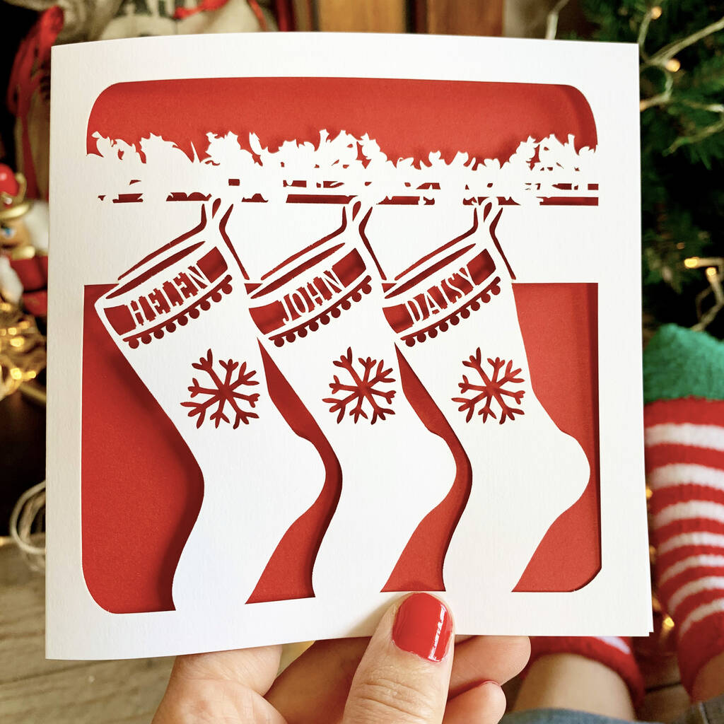 Personalised Christmas Stockings Card, 1 of 4