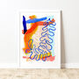 Blue And Orange Abstract Leaf Art Print, thumbnail 3 of 12