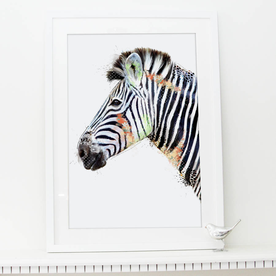 Zebra Classic Fine Art Print By Lola Design Ltd | notonthehighstreet.com