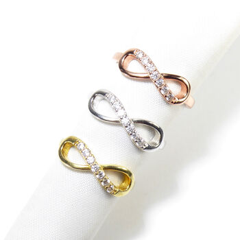 Infinity Ring, Cz, Rose Or Gold Vermeil On 925 Silver, 2 of 12