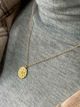 Chunky 14 K Gold Lotus Necklace, 3 of 9