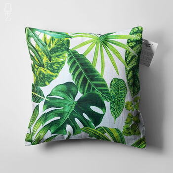 Green Tropical Palm Leaves Soft Cushion Cover, 5 of 7