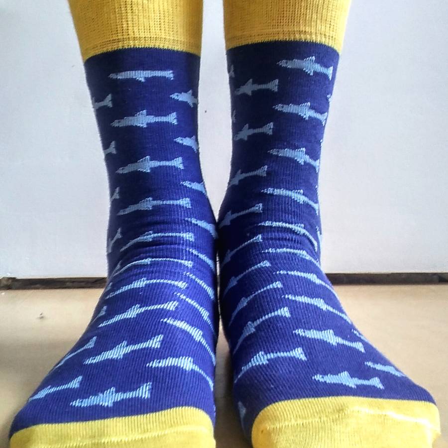 Men's Socks Blue Fish By Moustard