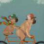 French Bulldog On Tandem Art Print, Framed Or Unframed, thumbnail 2 of 7