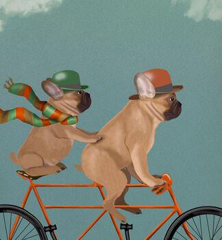 French Bulldog On Tandem Art Print, Framed Or Unframed, 2 of 7