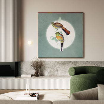 Mountain Trogon Moon Art Print – Vintage Japandi Style, 5 of 9