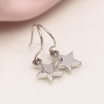Sterling Silver Star Drop Earrings, 3 of 11