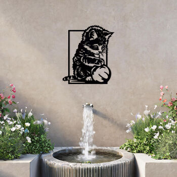 Playful Kitten With Ball Wall Art Ideal Garden Decor Gift, 4 of 10