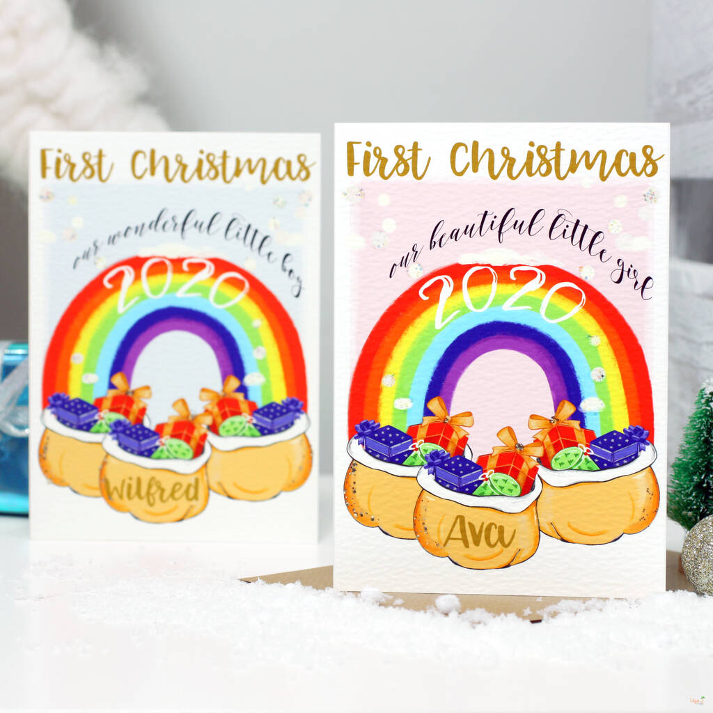 Personalised Rainbow First Christmas Card, 1 of 6