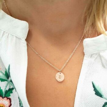 Personalised Initial Hammered Disc Necklace, 5 of 12