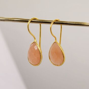 Peach Moonstone Sterling Silver Earrings, 4 of 9