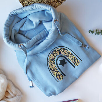 Cowl Neck Luxe Baby Blue Hoodie, 2 of 9