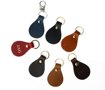 Handmade Personalised Leather Keyring Made In Britain English Leather, 5 of 7