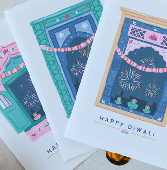 Three Hand Finished Sparkly Diwali Cards, 6 of 10