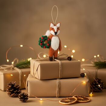 Finley Festive Fox Fair Trade Handmade Christmas Felt, 7 of 7